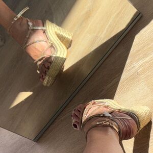 Mata Shoes Gold Strappy Wedges